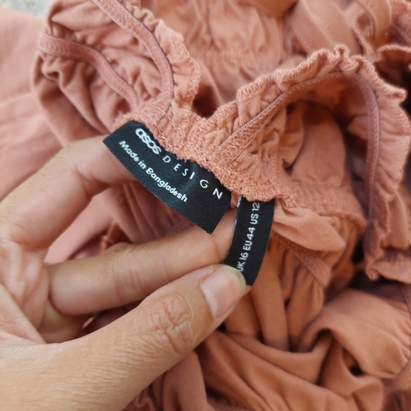 ASOS‎ DESIGN Plunge Elastic Ruched Waist Midi Dress Size 12 - Picture 5 of 9